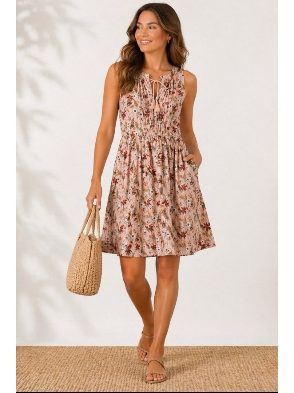 Womens Fit & flare Linen blend dress w/pockets  Size XL Universal Thread Boho